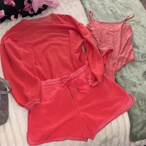 Aeries red Lounge Shirt with body suit
